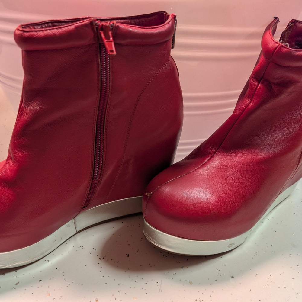 Jeffrey Campbell Red Wedge Boots